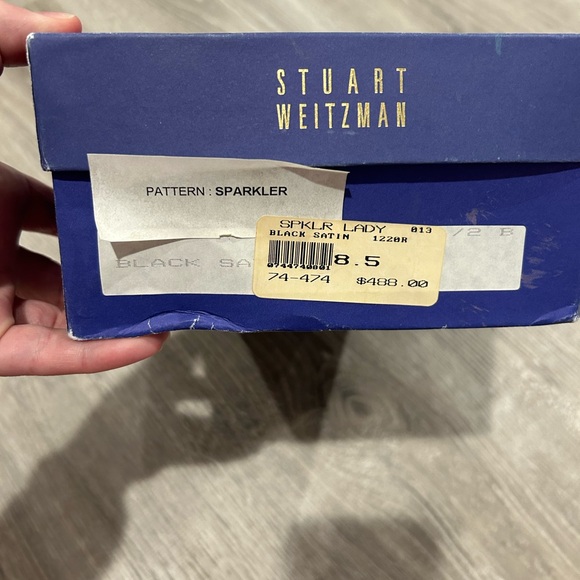 Stuart Weitzman Sparkler Black Satin Heels. Pre owned used condition. - Picture 7 of 7